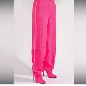 Cape Robbin Heels and Women's Hot Pink Wide-Leg Trousers with Side Detail